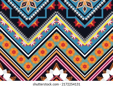 Ikat ethnic geometric pattern design.
