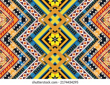 Diseño de patrones geométricos étnicos Ikat.
