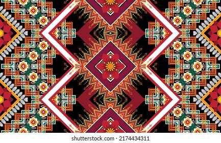 Diseño de patrones geométricos étnicos Ikat.