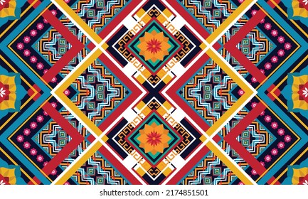 Ikat ethnic geometric pattern design.