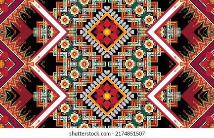 Ikat ethnic geometric pattern design.