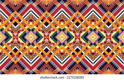Ikat ethnic geometric pattern design.