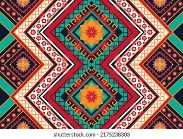 Ikat ethnic geometric pattern design.