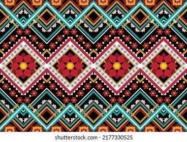 Diseño de patrones geométricos étnicos Ikat.
