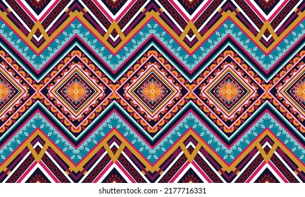 Ikat ethnic geometric pattern design.