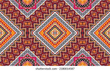 Ikat ethnic geometric pattern design.