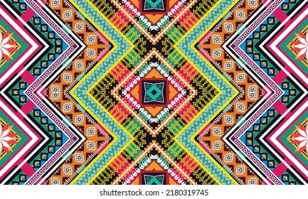 Ikat ethnic geometric pattern design.