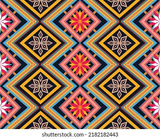 Ikat ethnic geometric pattern design.