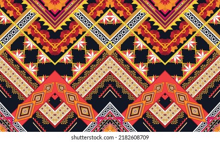 Ikat ethnic geometric pattern design.