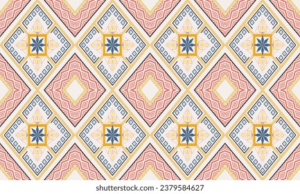 Diseño de patrones geométricos étnicos Ikat.