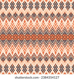 Ikat Ethnic geometric seamless pattern.Ethnic geometric seamless in Ikat design for textile,fabric and textures. Ikat Ethnic geometric pattern for hand drawn style seamless background.Hand drawn Ikat.