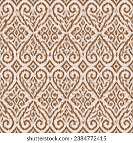 Ikat Ethnic geometric seamless pattern.Ethnic geometric seamless in Ikat design for textile,fabric and textures. Ikat Ethnic geometric pattern for hand drawn style seamless background.Hand drawn Ikat.