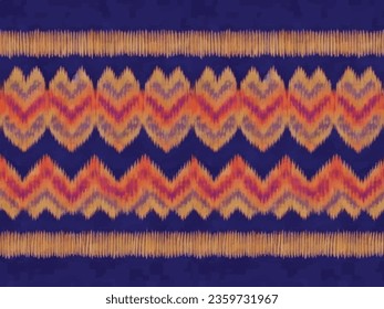 Ikat Ethnic geometric seamless pattern,Hand drawn African ethnic geometric in Ikat fashion design for textile,fabric and textures. Ikat Ethnic geometric pattern for hand drawn style background.