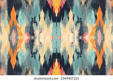 Ikat ethnische Grunge tropische Muster luxuriösen Hintergrund. Grafikdesign für Teppichgewebe Textur Stoffhintergrund Hintergrund-Teppich.