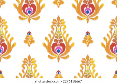 Ikat ethnische Indien nahtlose Muster-Design. Aztekteppich boho mandalas Stofftapeten. Stammes einheimisches Motiv-Ornamente afrikanischer indischer Folklore, traditioneller Stickereihintergrund
