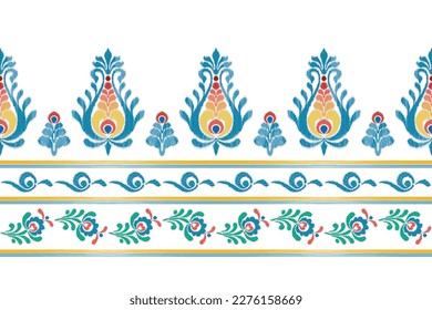 Ikat ethnic India seamless pattern design. Aztec fabric carpet boho mandalas textile decor wallpaper. Tribal native motif ornaments African American Indian folk traditional embroidery vector backgroun