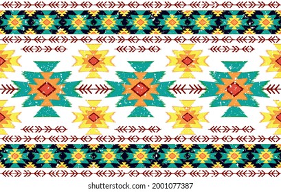 Ikat ethnisch indisches Muster Design. Aztekteppich mandala Ornament native boho chevron Textil Dekoration. Geometrisches afroamerikanisches traditionelles Stickereien, Vektorgrafik-Hintergrund.