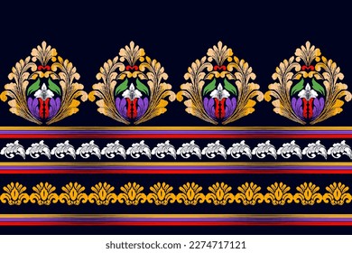 Ikat ethnic Indian sari seamless pattern design. Aztec fabric boho mandalas textile wallpaper. Tribal native motif African American Indian traditional embroidery folk Saree vector illustrations 
