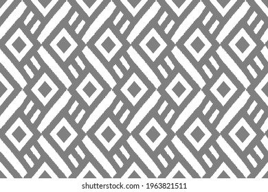 Diseño de patrones sin fisuras de la etnia india Ikat. Moqueta de tela azteca mandala adorno boho nativa chevron de papel de pared textil decoración. Ilustración de los vectores de textura geométrica .