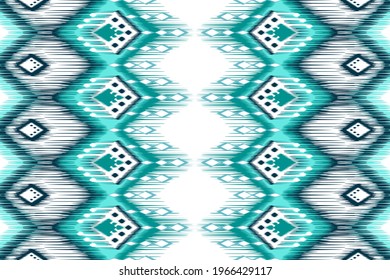 Diseño de patrones sin fisuras de la etnia india Ikat. Moqueta de tela azteca mandala adorno nado boho nativo decoración textil afroamericana tapicería. Ilustraciones de fondo del vector de textura de chevron geométrico.