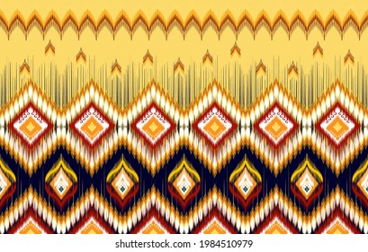 Ikat ethnische indische Muster-Design nahtlos. Aztekteppich mandala Ornament native boho chevron Textil Dekoration. Geometrische Stickereimuster, Vektorgrafik-Hintergrund.
