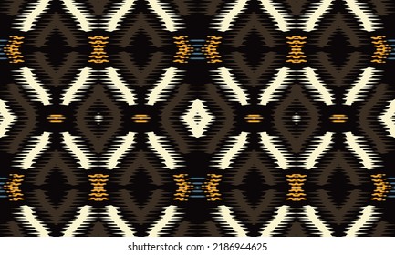 Ikat ethnic Indian seamless pattern design. tribal African geometric vector ikat pattern. Folk embroidery, Indian, Scandinavian, Gypsy, Mexican, African rug, wallpaper.