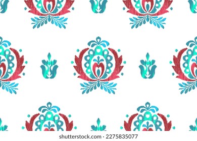 Ikat de etnia india diseño sin costuras tejido azteca boho mandalas papel tapiz tribal de motivos nativos alfombra afroamericana India saree folk tradicional bordado fondo vectorial