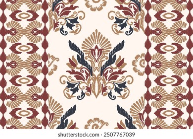 Ikat ethnischen indischen nahtlosen Muster-Design. Aztec Stoff Teppich Mandala Ornament Chevron Textil Dekoration Tapete. Boho geometrischen nativen afrikanischen amerikanischen Textur Vektor Illustrationen Hintergrund.