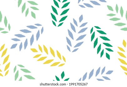 Ikat ethnic leaf vector art. Ikat seamless pattern in tribal, folk embroidery, Mexican style. Aztec geometric art ornament print. Design for carpet, wallpaper, clothing, wrapping, fabric, cover.