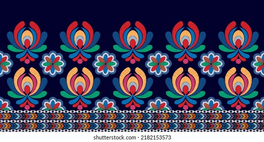 Ikat ethnic motif seamless pattern design. Aztec fabric carpet mandala ornaments textile decorations wallpaper. Tribal boho native ethnic African American traditional embroidery vector background 