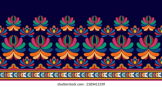 Ikat ethnic motif seamless pattern design. Aztec fabric carpet mandala ornaments textile decorations wallpaper. Tribal boho native ethnic African American traditional embroidery vector background 