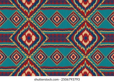 Ikat ethnic native pattern.Abstract vector motifs pattern. Traditional Navajo,Aztec,Apache,Southwest and Mexican style fabric pattern. Design for fabric,clothing,blanket,carpet,woven,wrap,decoration