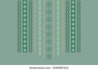 Ikat ethnic neck embroidery Aztec elements oriental border traditional neck pattern. Native geometric design for decoration, texture, fashion, ornament, fabric, clothing, graphic, printing, textiles