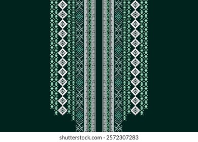 Ikat ethnic neck embroidery geometric Aztec style design for fabric, clothing, necklace pattern, border decor, element, texture, textile, decoration, fashion, graphic, wallpaper, printing, necklace
