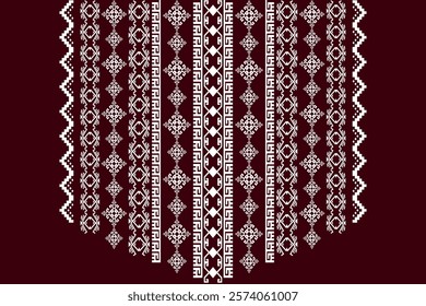 Ikat ethnic neck embroidery geometric Aztec style design for fabric, clothing, necklace pattern, border decor, element, texture, textile, decoration, fashion, graphic, wallpaper, printing, necklace
