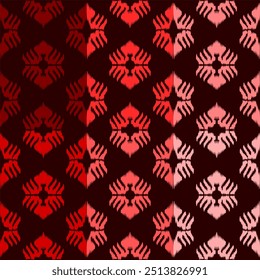 ikat ethnic ombre red seamless pattern stitch craft fashion design abstract artwork wallpaper retro hand drawn geometric shape embroidery template decoration print graphic traditional batik 


