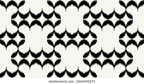 Ikat ethnic oriental pattern black and white seamless background. Seamless pattern in tribal, folk embroidery. Aztec geometric art ornament print. design for texture, fabric, clothing,wrapping.