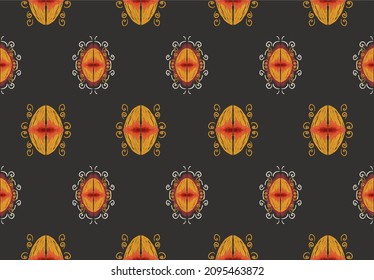 ikat, ethnic oriental pattern traditional Design for background,carpet,wallpaper,clothing,wrapping,Batik,fabric,Vector illustration embroidery style.