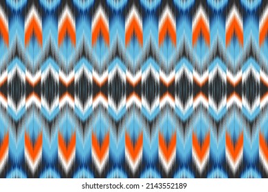 Ikat ethnic oriental pattern traditional Design for background,carpet,wallpaper,clothing,wrapping,batic,fabric,vector. Decorative strip for textiles.