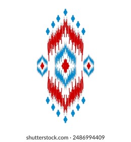 Ikat arte de patrón étnico. Americano, estilo mexicano. Ornamento tribal azteca de fondo. Diseño para tela, ropa, textil, logotipo, símbolo.