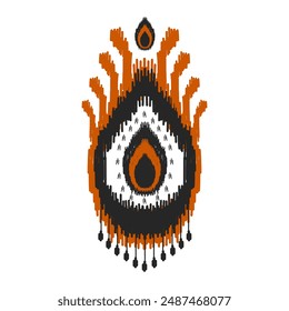 Ikat arte de patrón étnico. Americano, estilo mexicano. Ornamento tribal azteca de fondo. Diseño para tela, ropa, textil, logotipo, símbolo.