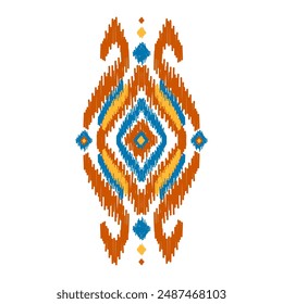 Ikat ethnic pattern art. American, Mexican style. Background Aztec tribal ornament. Design for fabric, clothing, textile, logo, symbol.