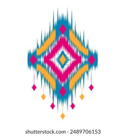 Ikat ethnic pattern art. American, Mexican style. Background Aztec tribal ornament. Design for fabric, clothing, textile, logo, symbol.