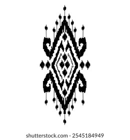 Ikat ethnic pattern art. American, Mexican style. White background. Aztec tribal ornament print. Design for fabric, clothing, textile, logo, symbol.