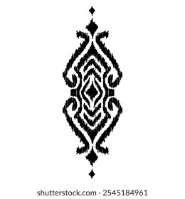 Ikat ethnic pattern art. American, Mexican style. White background. Aztec tribal ornament print. Design for fabric, clothing, textile, logo, symbol.