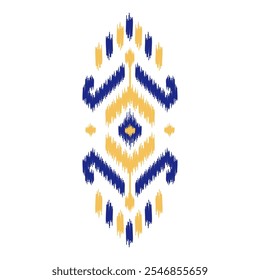 Ikat ethnic pattern art. American, Mexican style. White background. Aztec tribal ornament print. Design for fabric, clothing, textile, logo, symbol.