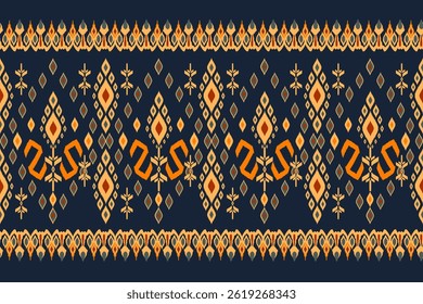 Ethnisches Muster der Ikat. Abstrakter ethnischer Tuch der Azteken. Traditionelle Stammesstruktur. Vektorgrafik. Ikat geometrische Formen. Ikat-Muster zum Bedrucken von Tuch, Paisley, Cover, Teppich, Textil, Textur usw.