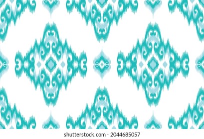 Patrón étnico de Ikat. Moqueta de tela azteca mandala adorno boho chevron decoración textil papel de pared. Tríbal de pavo africano africano-hindú tradicional bordado ilustraciones vectoriales orientales de fondo.