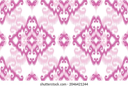 Ikat ethnic pattern. Aztec fabric carpet mandala ornament boho chevron textile decoration wallpaper. Tribal turkey African Indian traditional embroidery oriental vector illustrations background.