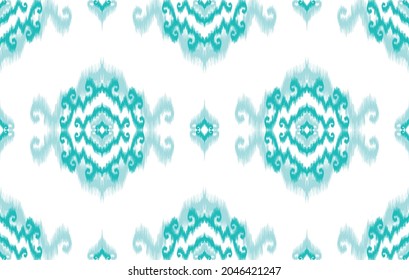 Ikat ethnic pattern. Aztec fabric carpet mandala ornament boho chevron textile decoration wallpaper. Tribal turkey African Indian traditional embroidery oriental vector illustrations background 